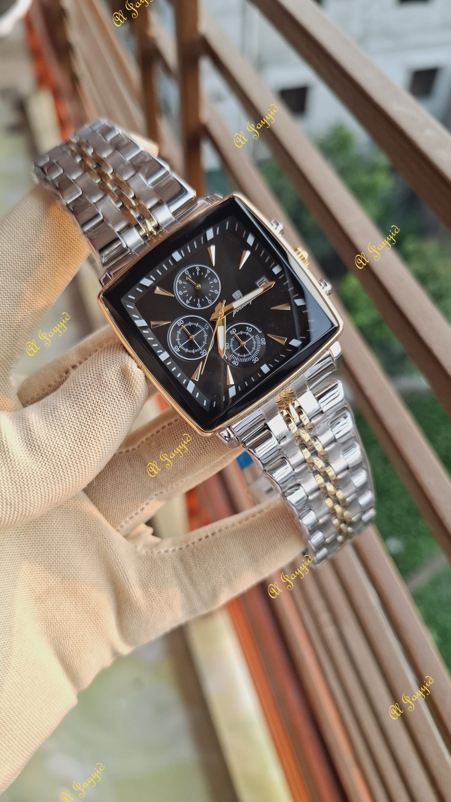 POEDAGAR 866 Luxury Square Business Man Wristwatch Waterproof T/Balck - Image 3