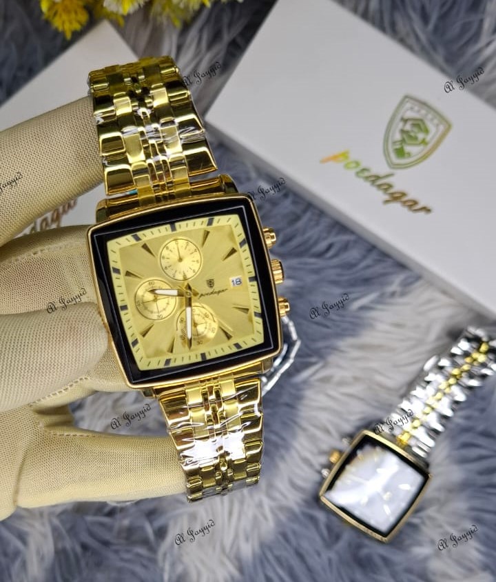POEDAGAR 866 Luxury Square Business Man Wristwatch Waterproof Golden - Image 4