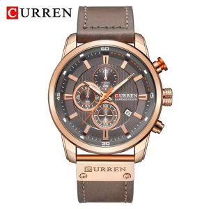 Curren 8291 Fashion Men Watches Top Brand Waterproof Watch For Men Rose Gray