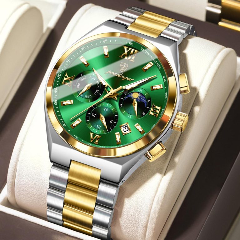 POEDAGAR 688 Men Watch Waterproof Luminous Date Chronograph Man Watche green