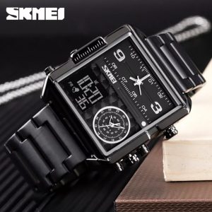 SKMEI 1584 Analog Digital 3 Time Sports Watch Men For-black