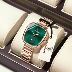 POEDAGAR 783 Waterproof Luminous Hands Ladies Watch Luxury Rose Gold$green