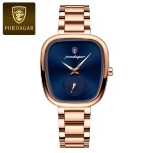 POEDAGAR 783 Waterproof Luminous Hands Ladies Watch Luxury Rose Gold$blue