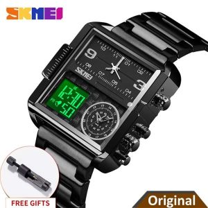 SKMEI 1584 Analog Digital 3 Time Sports Watch Men For-black