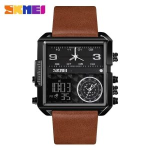 Skmei1584 fashion men watch sports leather quartz waterproof digital